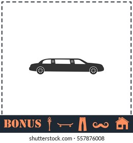 Limousine icon flat. Simple vector symbol and bonus icon