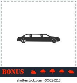 Limousine icon flat. Simple vector symbol and bonus icon