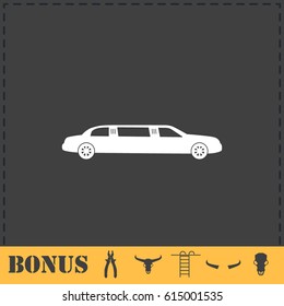 Limousine icon flat. Simple vector symbol and bonus icon