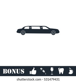 Limousine icon flat. Vector illustration symbol and bonus pictogram