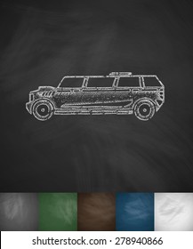 limousine icon. Hand drawn vector illustration. Chalkboard Design