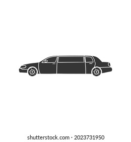 Limousine Icon Silhouette Illustration. Luxury Transport Car Vector Graphic Pictogram Symbol Clip Art. Doodle Sketch Black Sign.