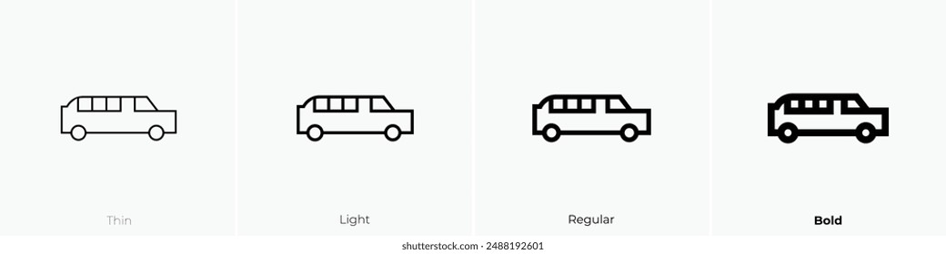 limousine icon. Thin, Light Regular And Bold style design isolated on white background