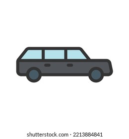 Limousine icon vector image. Can also be used for Vehicles. Suitable for mobile apps, web apps and print media.