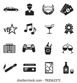 Limousine Icons. Black Flat Design. Vector Illustration. 