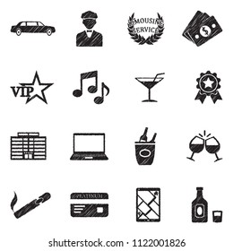 Limousine Icons. Black Scribble Design. Vector Illustration.