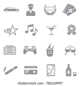 Limousine Icons. Gray Flat Design. Vector Illustration. 