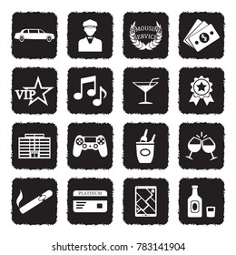 Limousine Icons. Grunge Black Flat Design. Vector Illustration. 