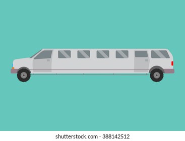 Limousine illustration on green background. 