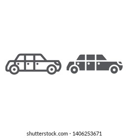 Limousine line and glyph icon, luxury and automobile, limo sign, vector graphics, a linear pattern on a white background, eps 10.