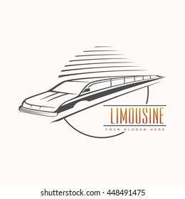 Limousine Logo Vector Illustration . Silhouette of the car . Design Concept Automotive .