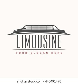 Limousine Logo Vector Illustration . Silhouette of the car . Design Concept Automotive .