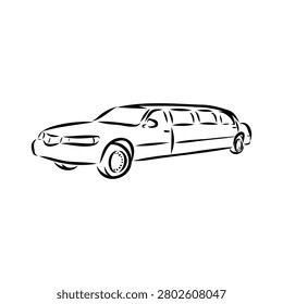Limousine, a long car, vector sketch