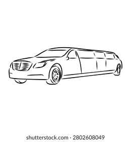 Limousine, a long car, vector sketch