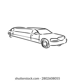 Limousine, a long car, vector sketch