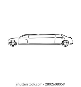 Limousine, a long car, vector sketch