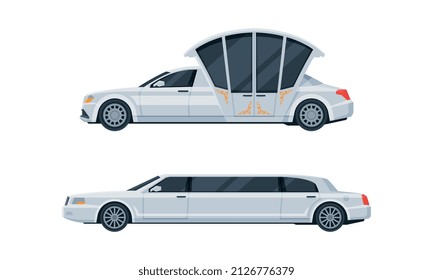 Limousine como conjunto de vectores de transporte urbano de gran tamaño en la base de ruedas