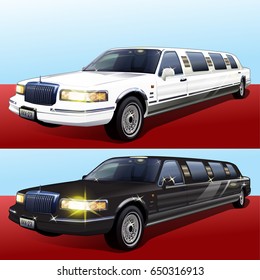 Limousine on red carpet 2 colors vector