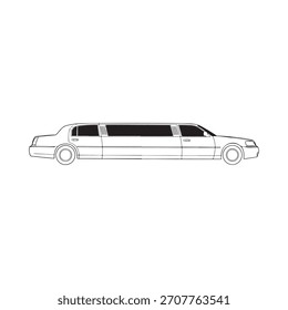 Ilustración plana de Vector de contorno de limusina