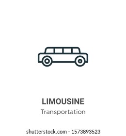 Limousine outline vector icon. Thin line black limousine icon, flat vector simple element illustration from editable transportation concept isolated on white background