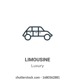 Limousine outline vector icon. Thin line black limousine icon, flat vector simple element illustration from editable luxury concept isolated stroke on white background