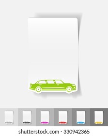 limousine paper sticker with shadow. Vector illustration