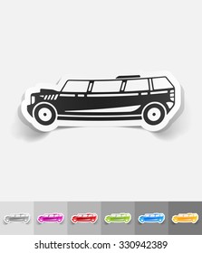 limousine paper sticker with shadow. Vector illustration