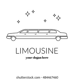 Limousine service black and white graphic outline icon sign. Modern vector illustration and stylish design element