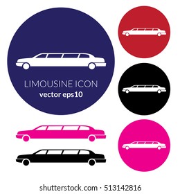 Limousine service color graphic outline icon sign with text. Modern vector illustration and stylish design element