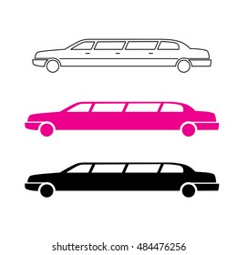 Limousine service pink graphic icon sign. Modern vector illustration and stylish design element