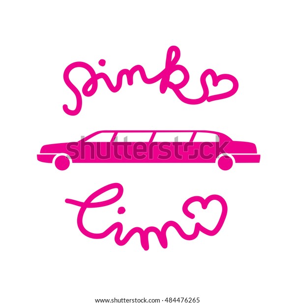 Limousine service pink graphic\
icon sign in round. Modern vector illustration and stylish design\
element