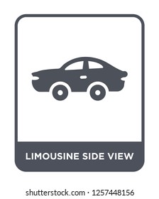 limousine side view icon vector on white background, limousine side view trendy filled icons from Mechanicons collection, limousine side view simple element illustration