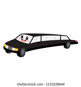 Limousine transportation cartoon character perspective view isolated on white background vector illustration.