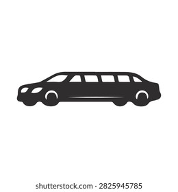 Limousine Vector Icon Luxury Stretch Limo Car Vehicle Silhouette Isolated White Background