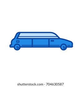 Limousine vector line icon isolated on white background. Limousine line icon for infographic, website or app. Blue icon designed on a grid system.