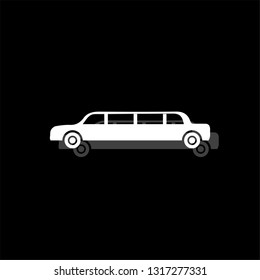 Limousine. White flat simple icon with shadow