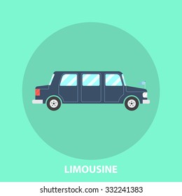 Limousine,retro style car,vehicle,transportation flat style icon,element,concept for web design,apps