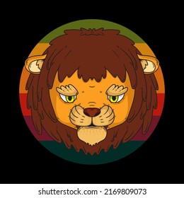 Limp Hair Lion Cartoon Vector Illustration