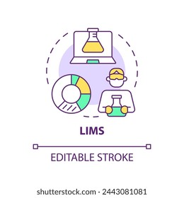 LIMS multi color concept icon. Laboratory information management, sample tracking. Personal protection. Round shape line illustration. Abstract idea. Graphic design. Easy to use presentation, article