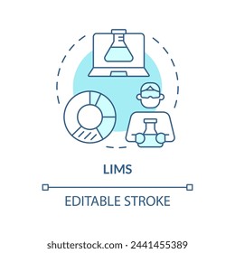 LIMS soft blue concept icon. Laboratory information management, sample tracking. Personal protection. Round shape line illustration. Abstract idea. Graphic design. Easy to use presentation, article