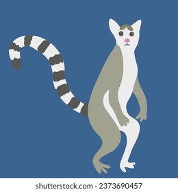 Limur in vector. wild animal in flat style. Template for poster logo icon for app website. Series of animal images in flat style