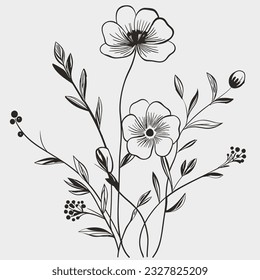 diseño de flores de arte de lin con colores simples