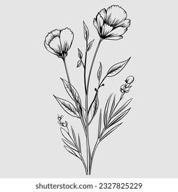 diseño de flores de arte de lin con colores simples