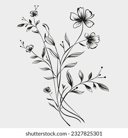 diseño de flores de arte de lin con colores simples