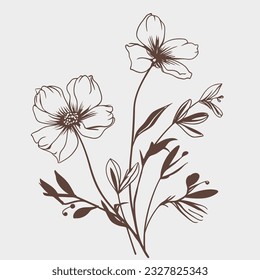 lin art flower design with simple colours