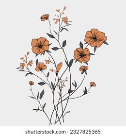 lin art flower design with simple colours