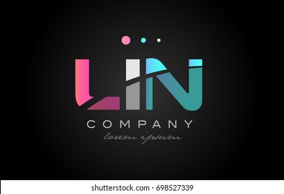 LIN l i n three 3 letter logo combination alphabet vector creative company icon design template modern  pink blue white grey