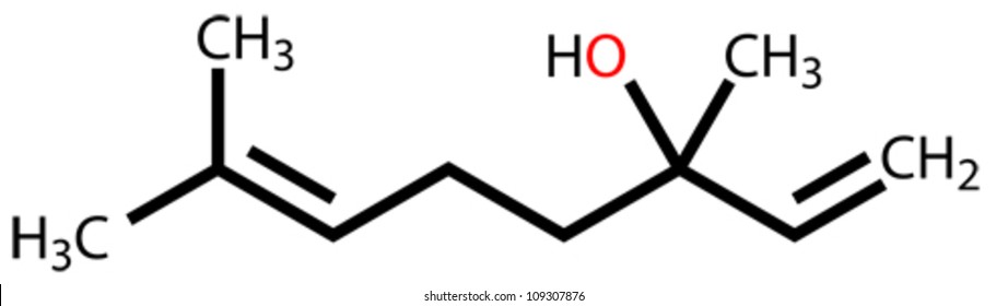 Linalool, a compound with pleasant floral scent. Structural formula
