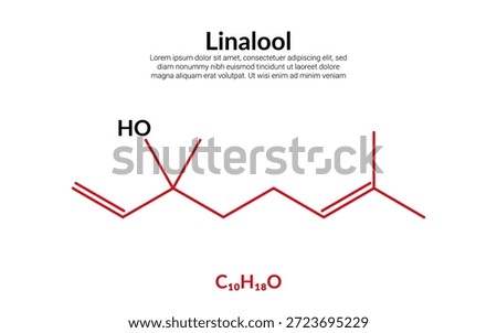 Linalool, terpene alcohol, molecular structure formula, suitable for education or chemistry science content. Vector illustration