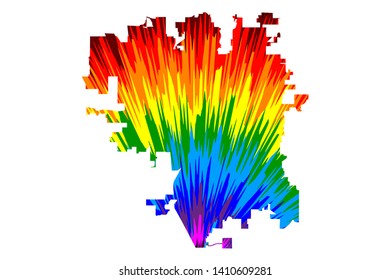 Lincoln city (United States of America, USA, U.S., US, United States cities, usa city)- map is designed rainbow abstract colorful pattern, City of Lincoln map made of color explosion,